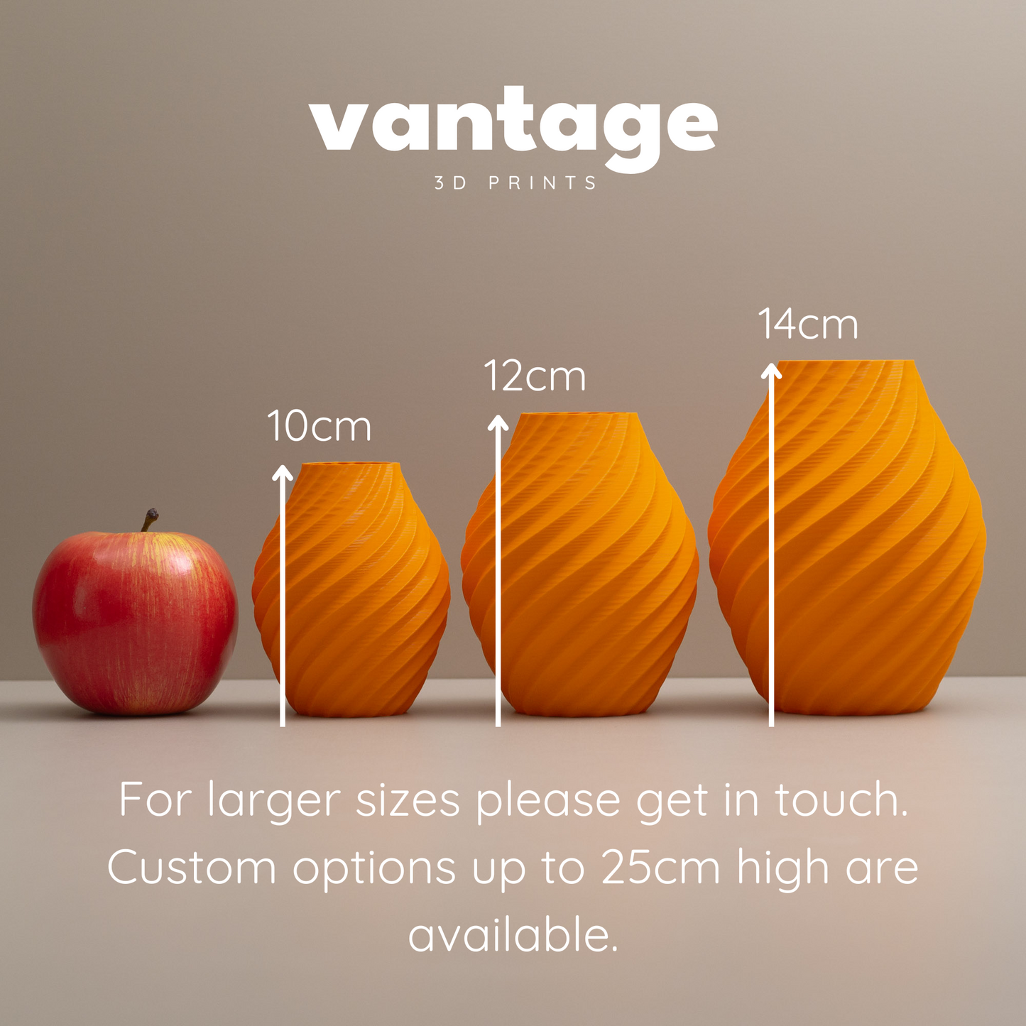 Orange Vase - Swirl Effect - Decorative 3D Print Ornament