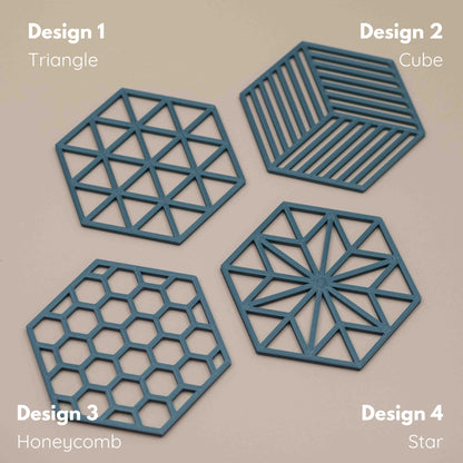 Geometric Cube Coasters - Kingfisher (Teal) Blue - 4 or 8 Pack