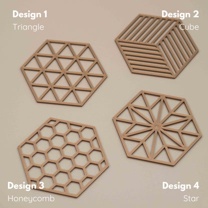 Geometric Cube Coasters - Gold - 4 or 8 Pack