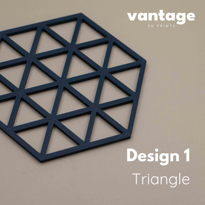 Geometric Cube Coasters - Navy Blue - 4 or 8 Pack