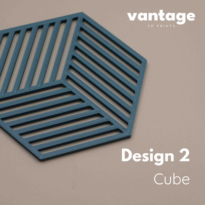 Geometric Cube Coasters - Kingfisher (Teal) Blue - 4 or 8 Pack