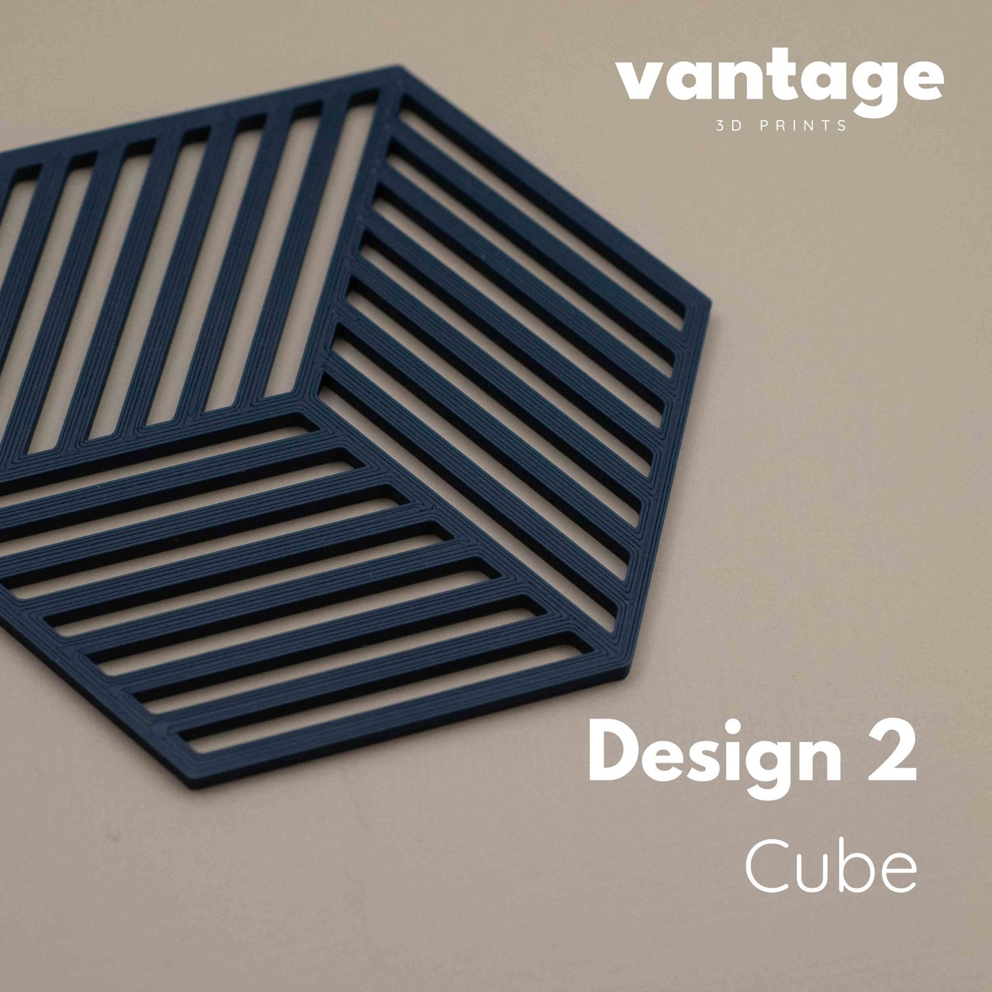 Geometric Cube Coasters - Navy Blue - 4 or 8 Pack