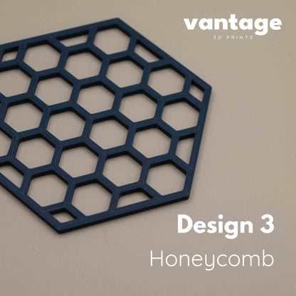 Geometric Cube Coasters - Navy Blue - 4 or 8 Pack