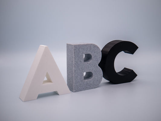 Personalised Decorative Letters Ornament - Black, White or Stone Effect - Vantage 3D Prints