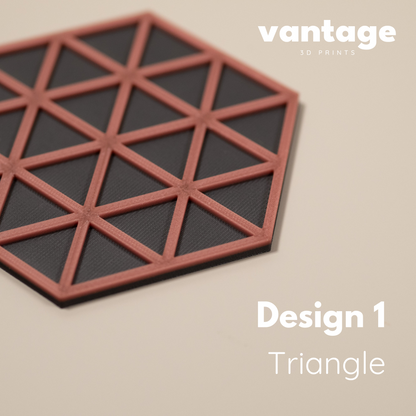 Copper Hexagonal Coasters - 4 or 8 pack - Copper/ Gunmetal Grey