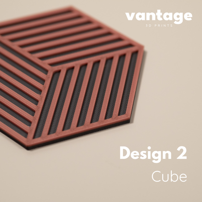 Copper Hexagonal Coasters - 4 or 8 pack - Copper/ Gunmetal Grey