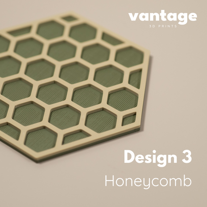 Olive Green Hexagonal Coasters - 4 or 8 pack