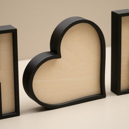 Wooden Home Decorative Letter Ornament With Love Heart
