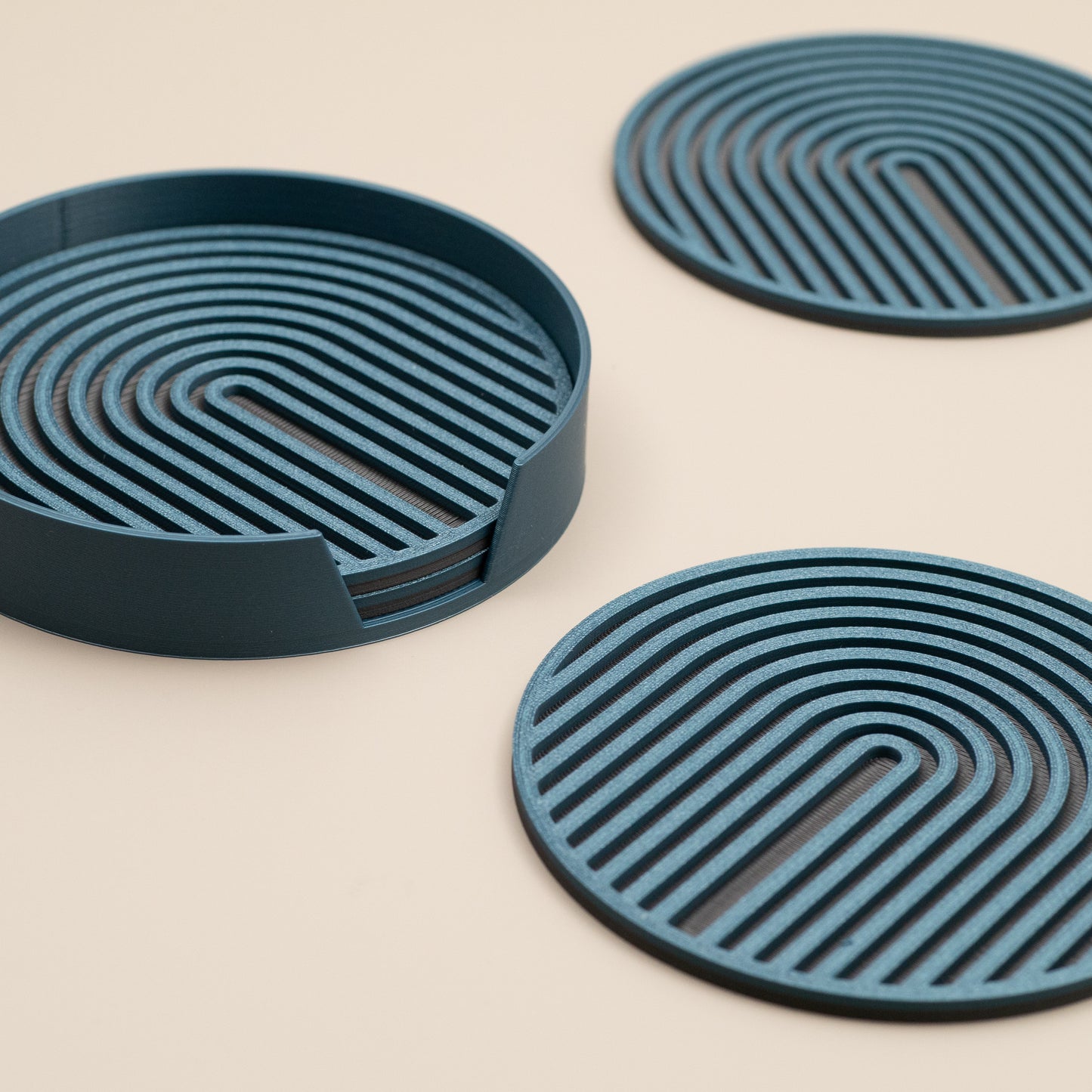 Circular Arch Coasters - 4 or 8 pack - Kingfisher Blue/ Gunmetal Grey