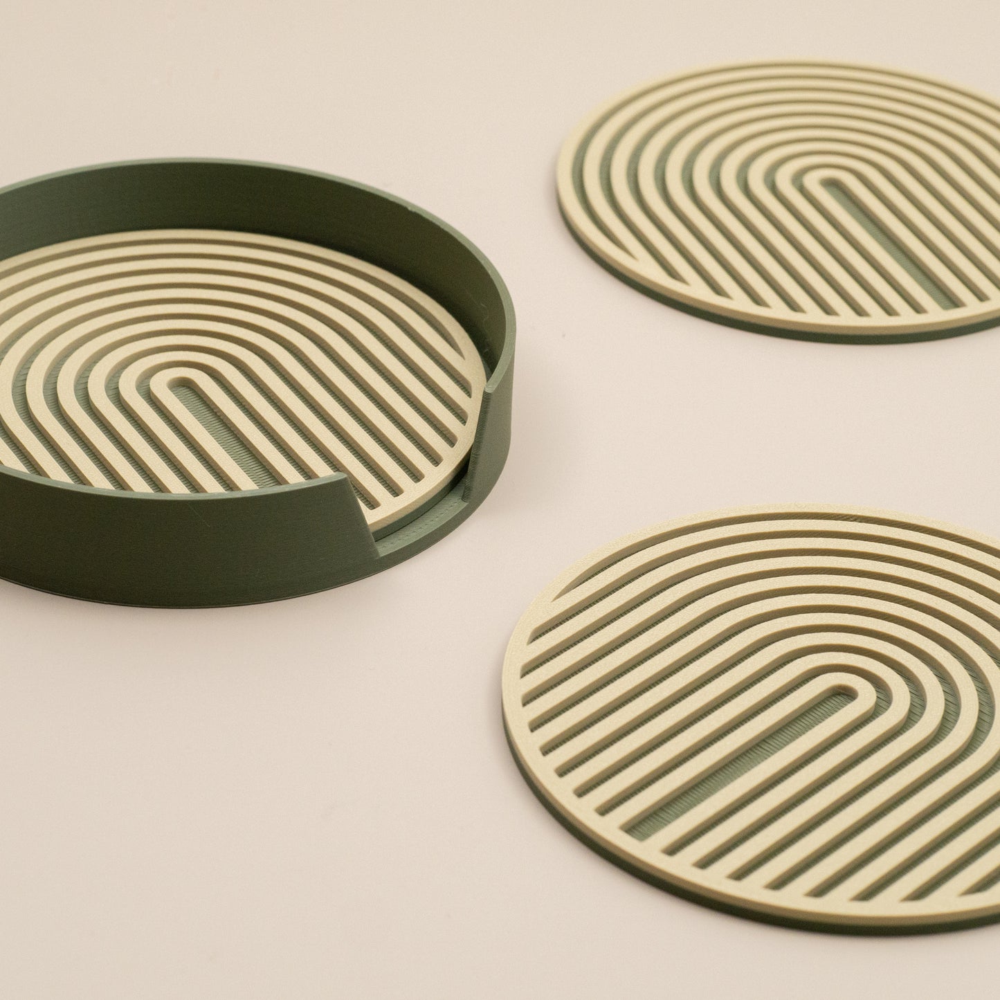 Circular Arch Coasters - 4 or 8 pack - Olive Green