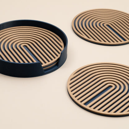 Circular Arch Coasters - 4 or 8 pack - Navy Blue/ Gold