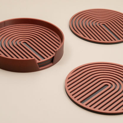 Circular Arch Coasters - 4 or 8 pack - Copper/ Gunmetal Grey
