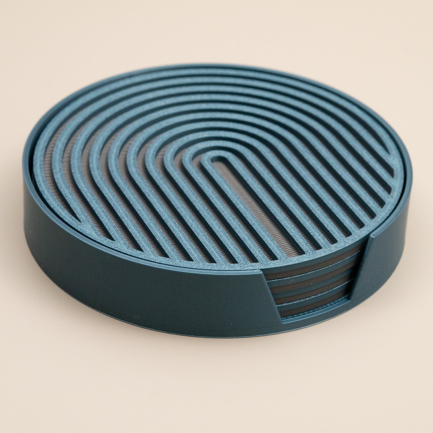 Circular Arch Coasters - 4 or 8 pack - Kingfisher Blue/ Gunmetal Grey