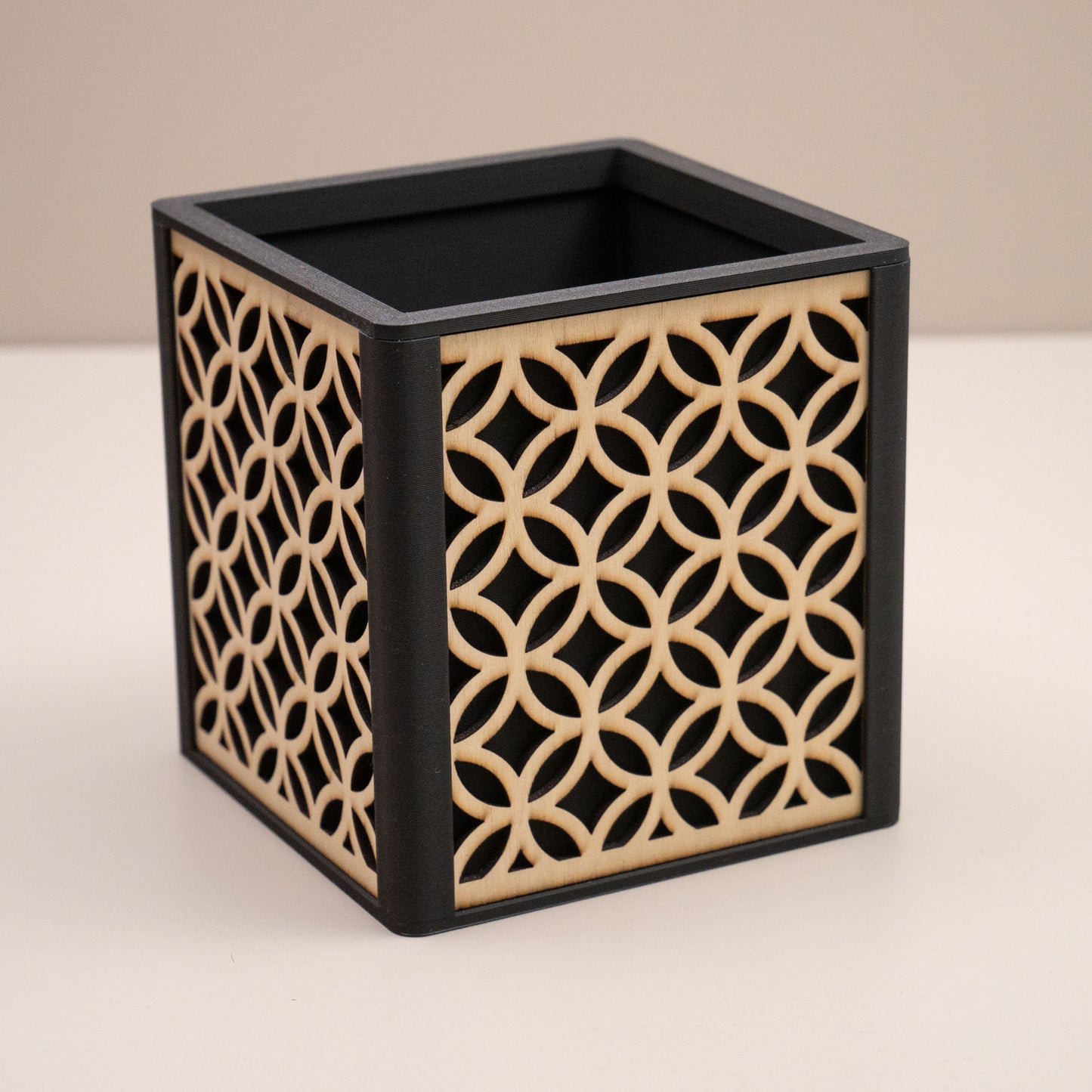 Geometric Wooden Desk Organiser, Decorative Home Storage
