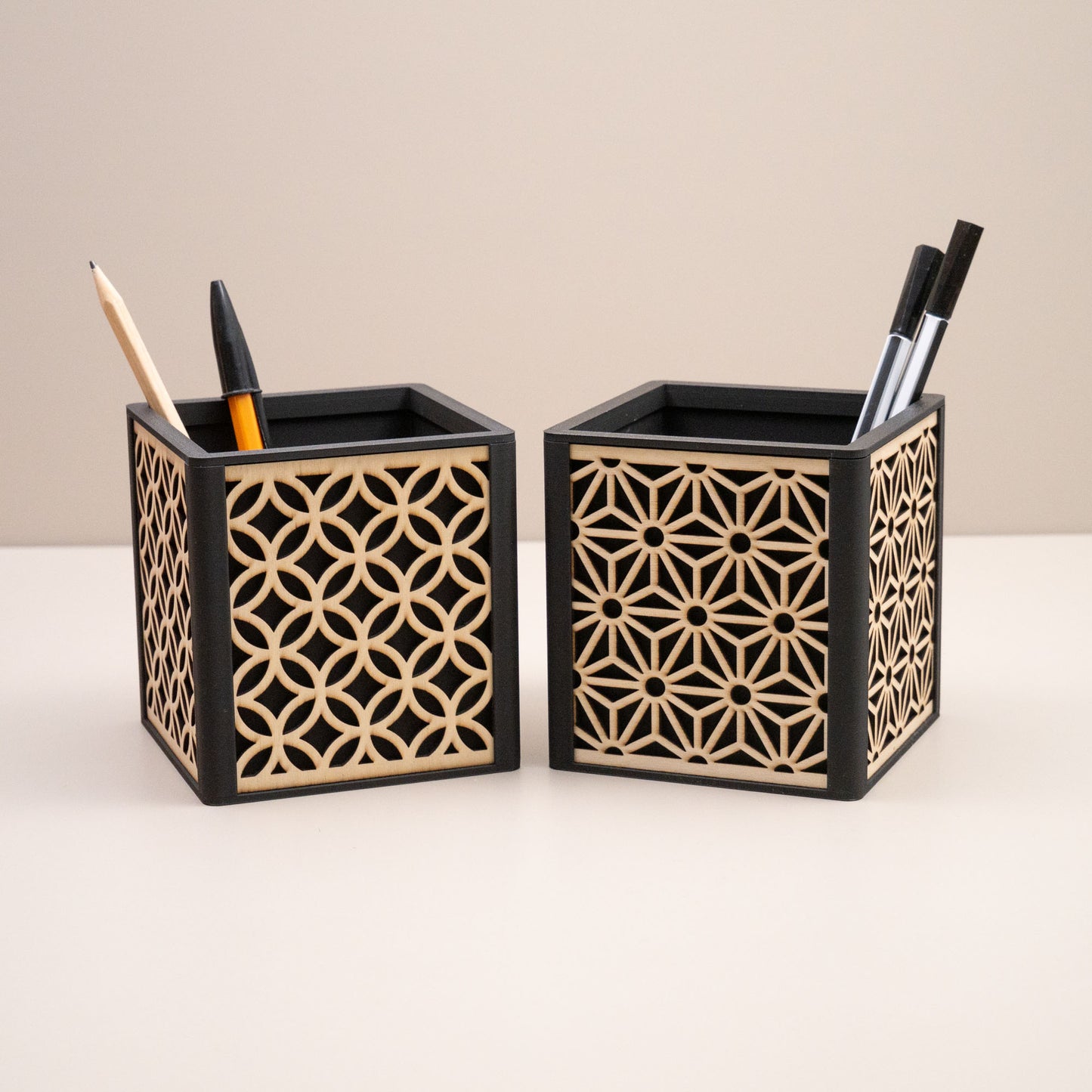 Geometric Wooden Desk Organiser, Decorative Home Storage
