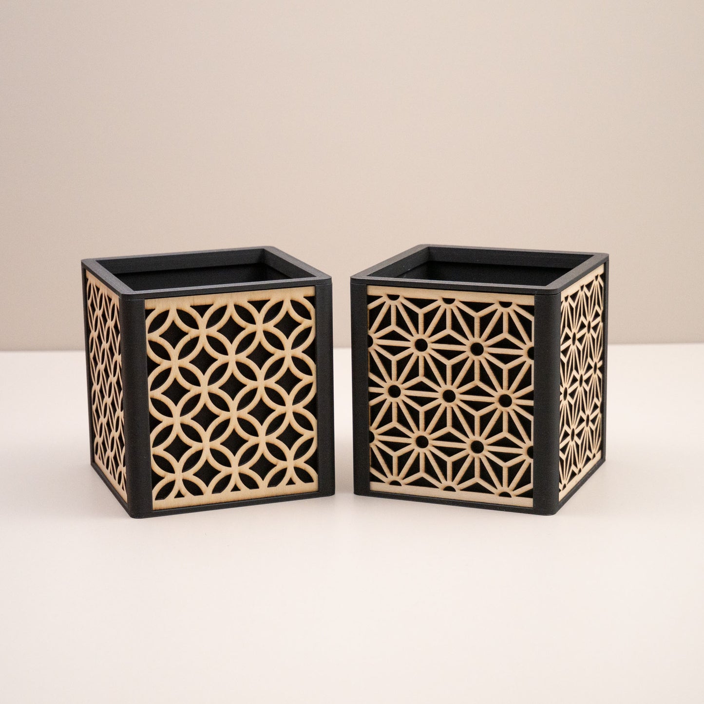Geometric Wooden Desk Organiser, Decorative Home Storage