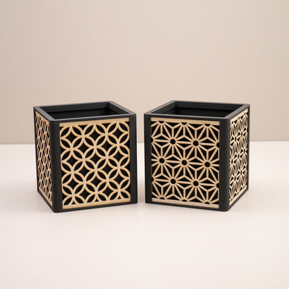 Geometric Wooden Desk Organiser, Decorative Home Storage