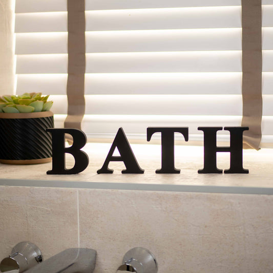 Bath Bathroom Ornament Freestanding Decorative Letters - Serif Font in Black