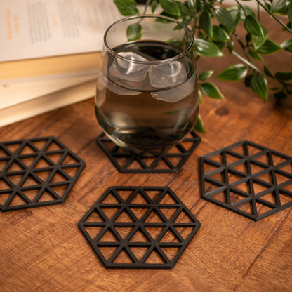 Geometric Triangle Pattern Coasters 4 or 8 pack - Navy Blue, Stone, Black and White - Vantage 3D Prints