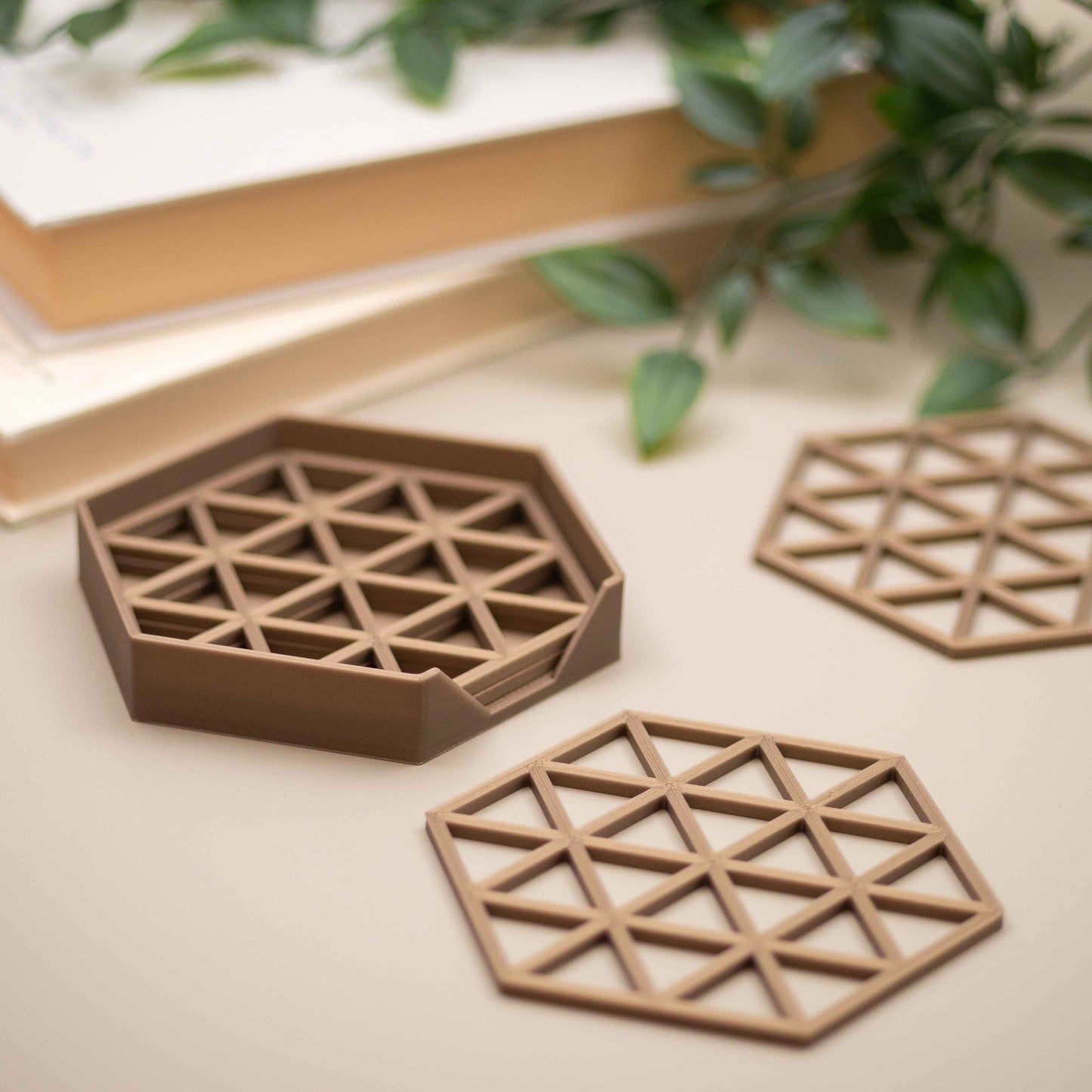 Geometric Cube Coasters - Gold - 4 or 8 Pack