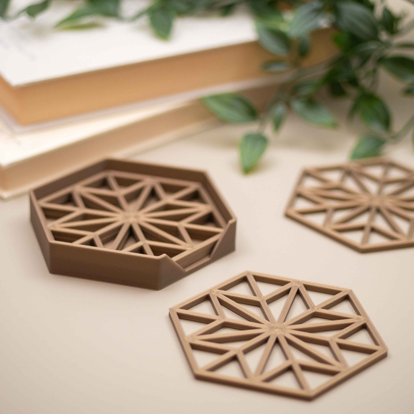 Geometric Cube Coasters - Gold - 4 or 8 Pack