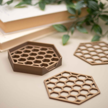 Geometric Cube Coasters - Gold - 4 or 8 Pack