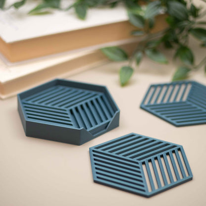 Geometric Cube Coasters - Kingfisher (Teal) Blue - 4 or 8 Pack