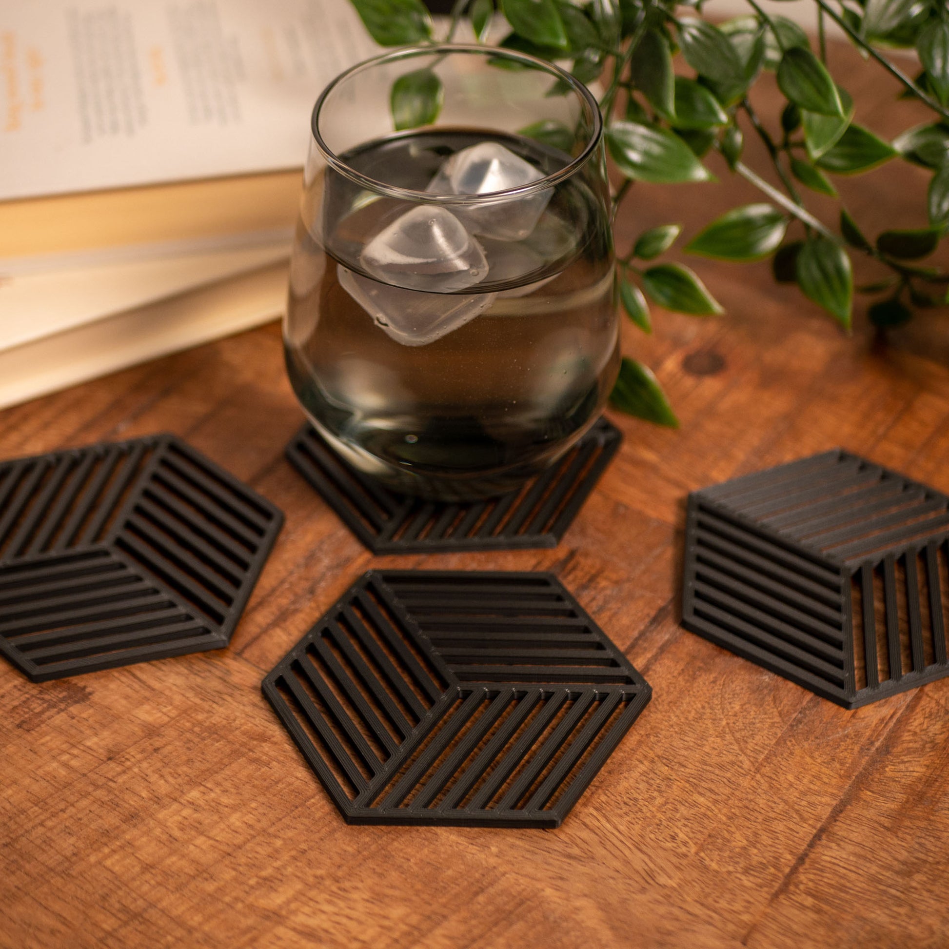 Geometric Cube Coasters - 4 or 8 pack - Navy Blue, Stone Grey, Black and White - Vantage 3D Prints