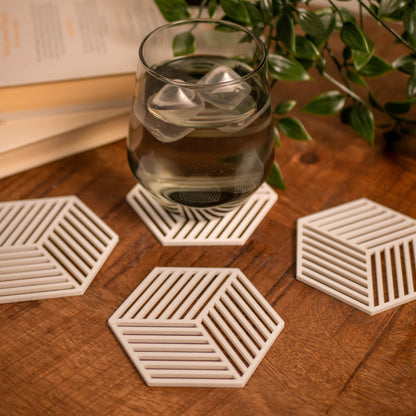 Geometric Cube Coasters - 4 or 8 pack - Navy Blue, Stone Grey, Black and White - Vantage 3D Prints