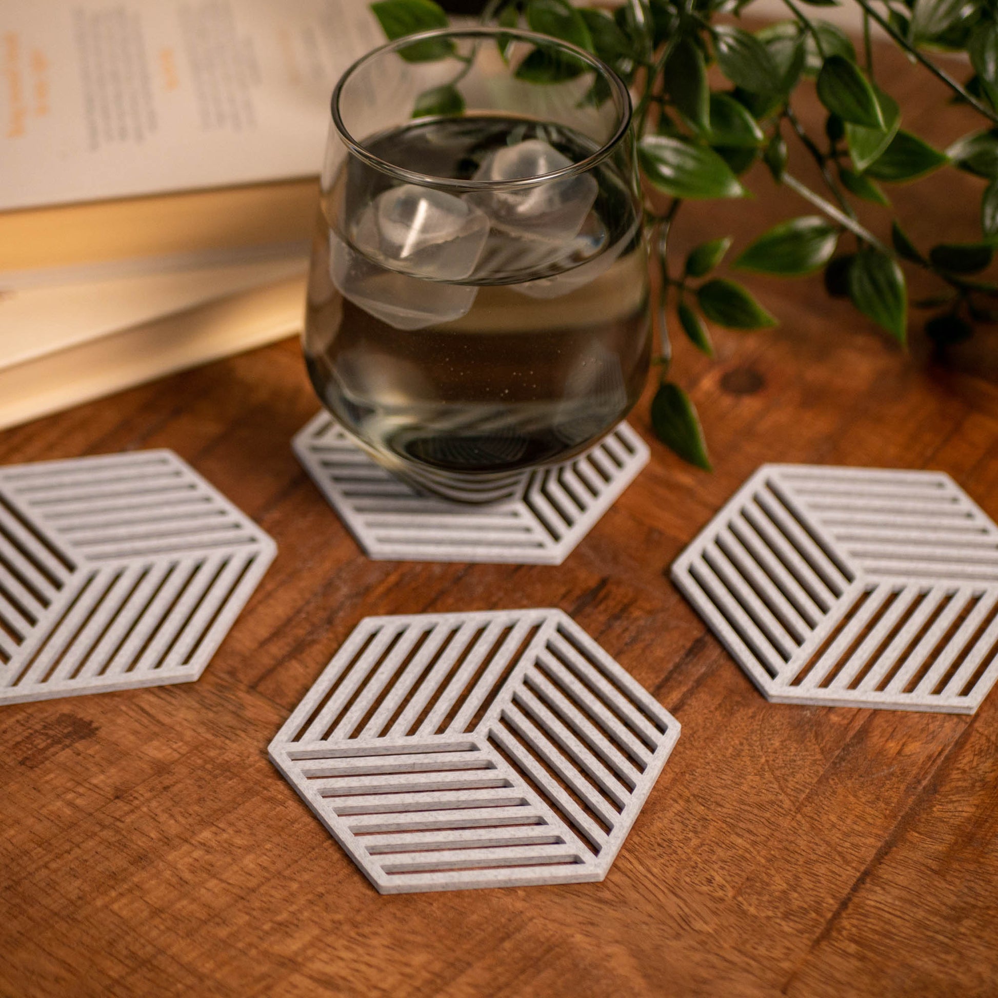 Geometric Cube Coasters - 4 or 8 pack - Navy Blue, Stone Grey, Black and White - Vantage 3D Prints