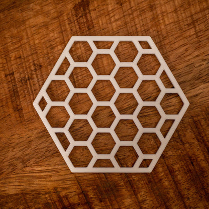 Geometric Honeycomb Pattern Coasters 4 or 8 pack - Navy Blue, Stone, Black and White - Vantage 3D Prints