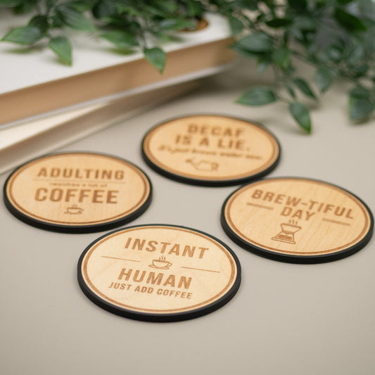 Coffee Lover Coasters: Funny Coffee Table Decor, Office Worker Gift