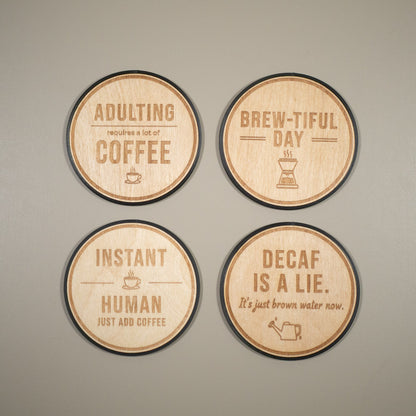 Coffee Lover Coasters: Funny Coffee Table Decor, Office Worker Gift
