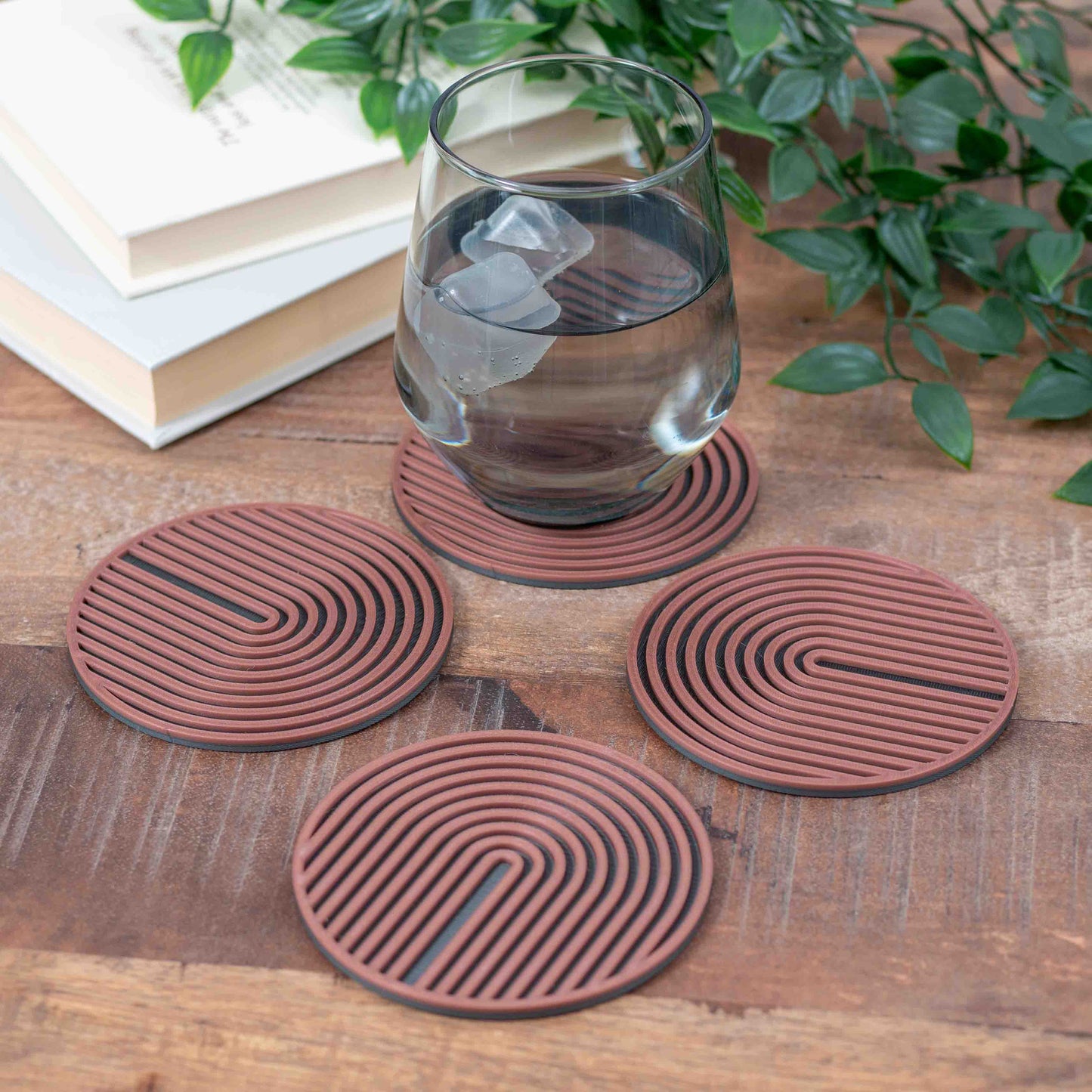 Circular Arch Coasters - 4 or 8 pack - Copper/ Gunmetal Grey