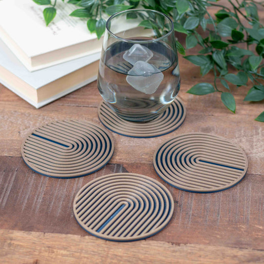 Circular Arch Coasters - 4 or 8 pack - Navy Blue/ Gold