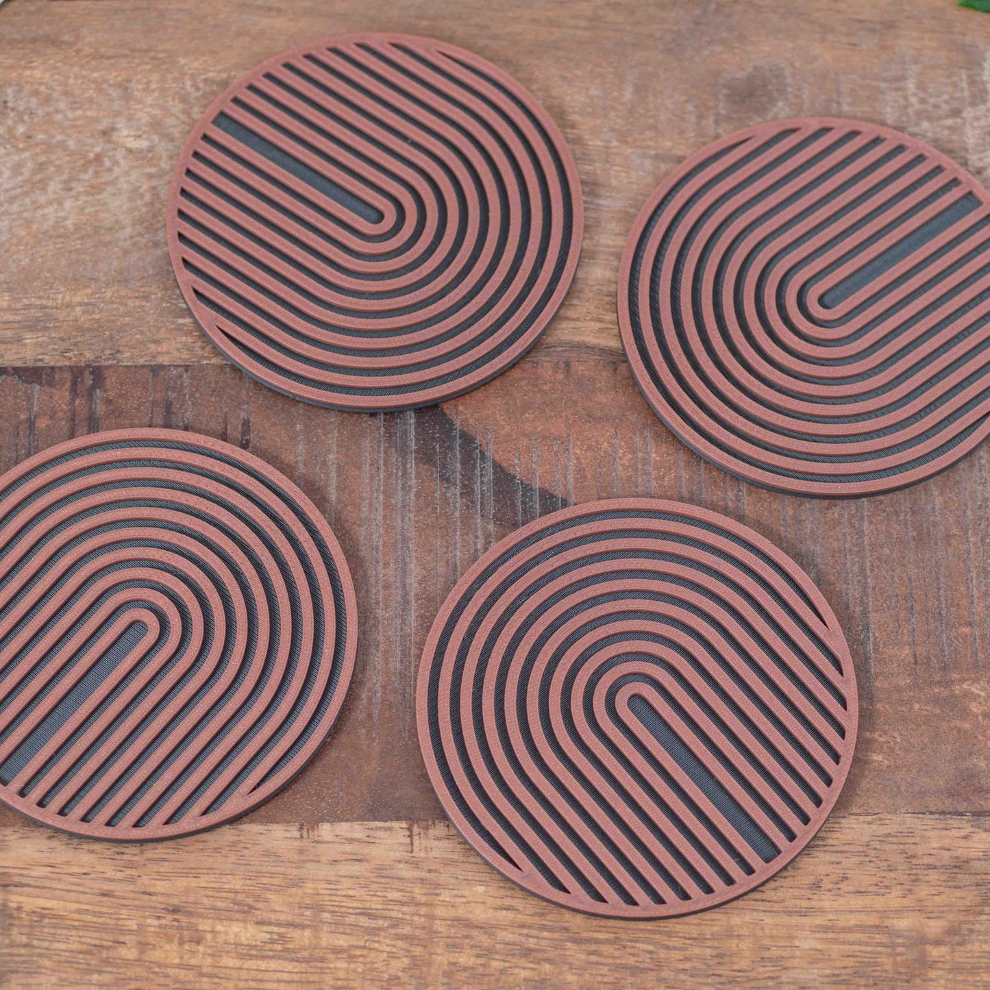 Circular Arch Coasters - 4 or 8 pack - Copper/ Gunmetal Grey