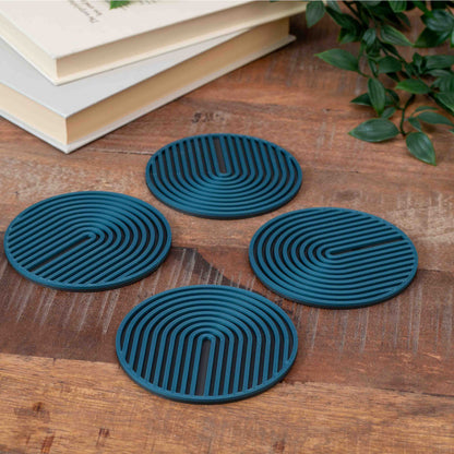 Circular Arch Coasters - 4 or 8 pack - Kingfisher Blue/ Gunmetal Grey