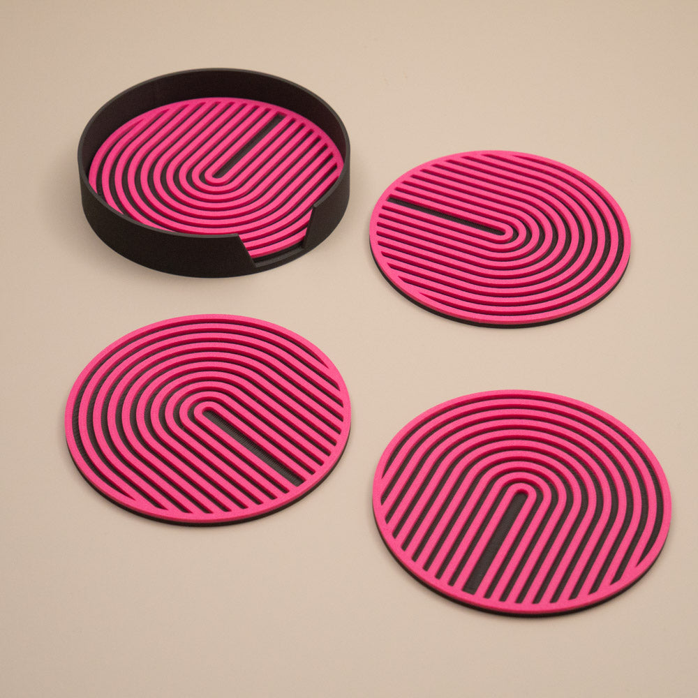 Hot Pink Coasters Retro Arch Design