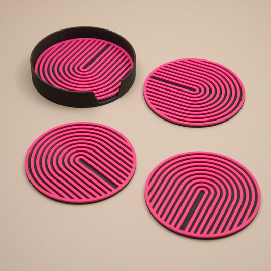 Hot Pink Coasters Retro Arch Design