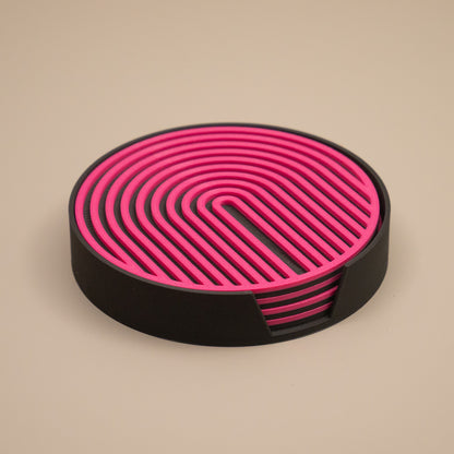 Hot Pink Coasters Retro Arch Design