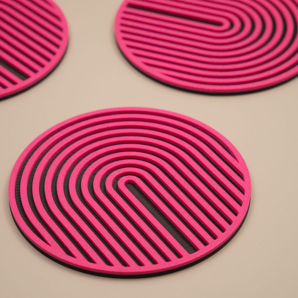 Hot Pink Coasters Retro Arch Design