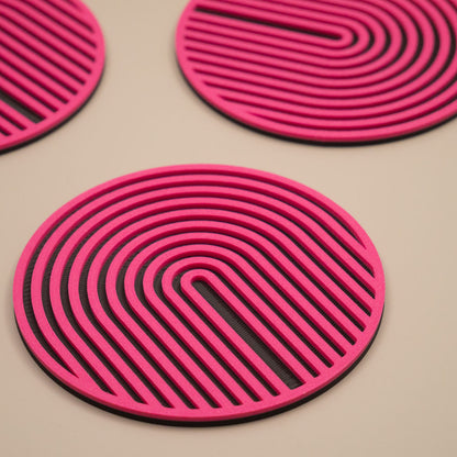 Hot Pink Coasters Retro Arch Design