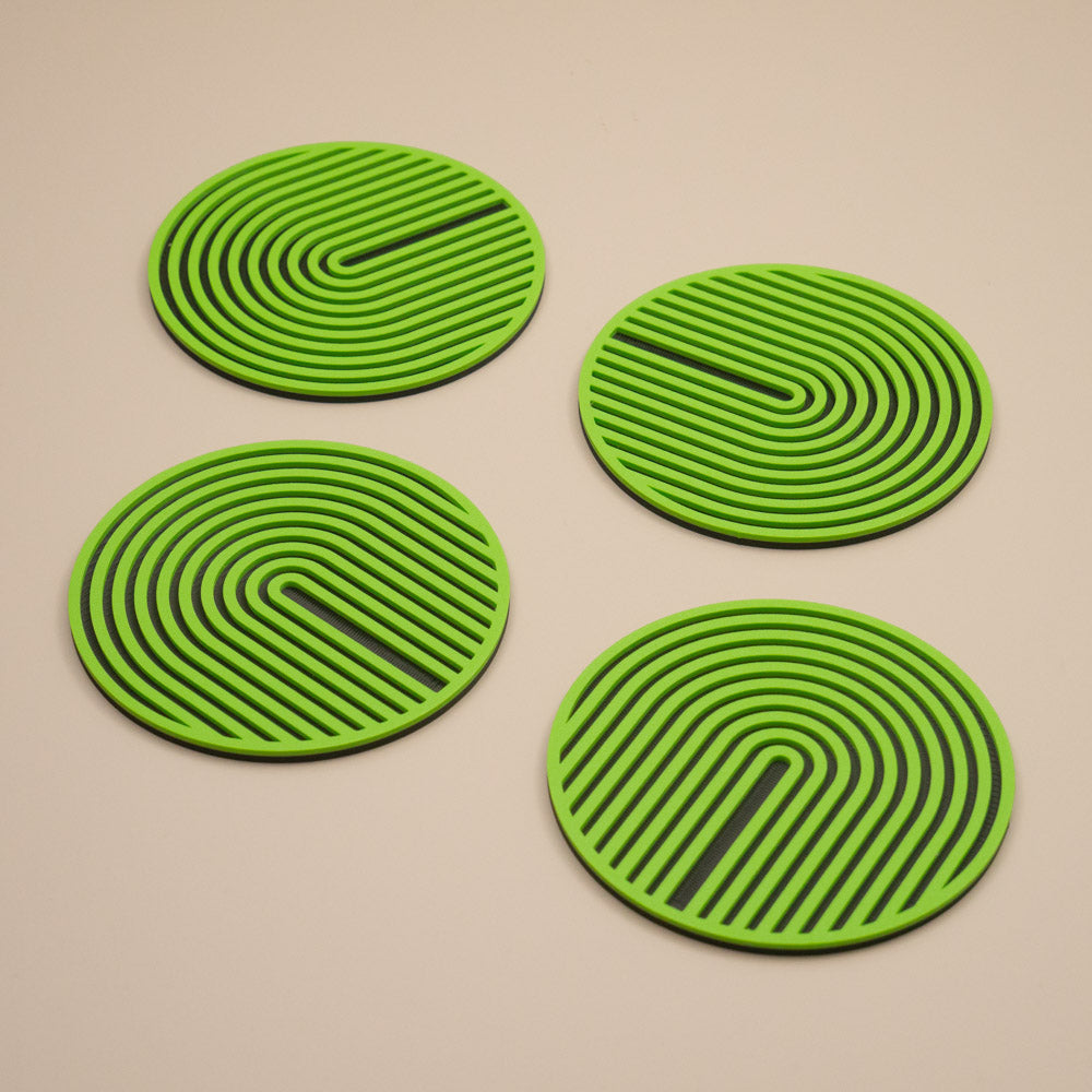 Lime Green Coasters - Set of 4 or 8 - Retro Arch Design