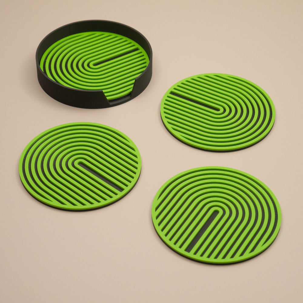 Lime Green Coasters - Set of 4 or 8 - Retro Arch Design