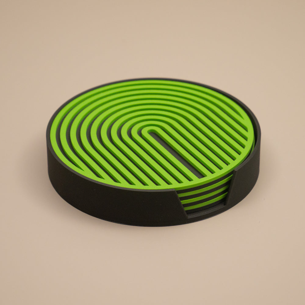 Lime Green Coasters - Set of 4 or 8 - Retro Arch Design