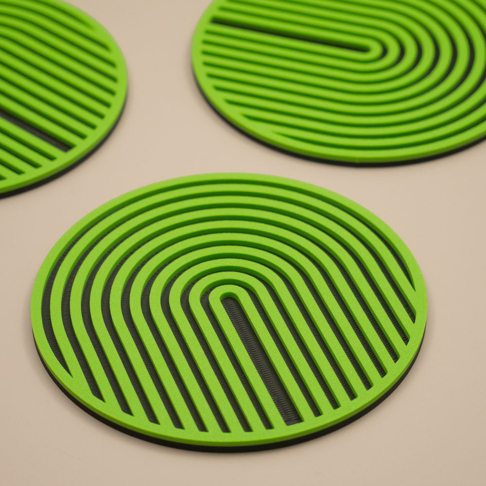 Lime Green Coasters - Set of 4 or 8 - Retro Arch Design