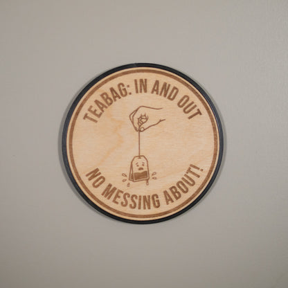 Funny Tea Coasters : "Risk It For A Biscuit", Tea Puns, Office Gift, Engraved Wood Coaster