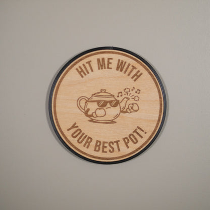 Funny Tea Coasters : "Risk It For A Biscuit", Tea Puns, Office Gift, Engraved Wood Coaster