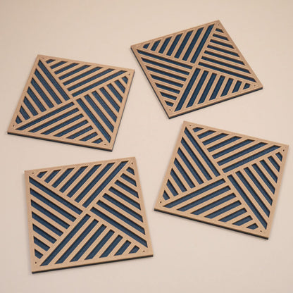 Navy & Gold Geometric Coasters Stripe Pattern