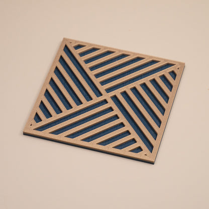 Navy & Gold Geometric Coasters Stripe Pattern